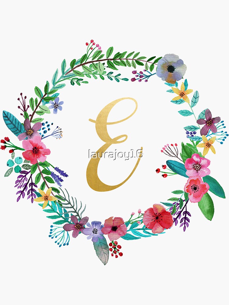 Floral Initial Wreath Monogram E by laurajoy16
