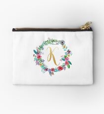 Floral Initial Wreath Monogram K Studio Pouch