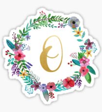 Floral Initial Wreath Monogram O Sticker
