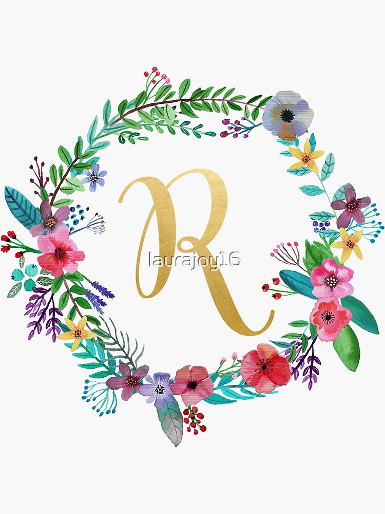 Floral Initial Wreath Monogram R by laurajoy16