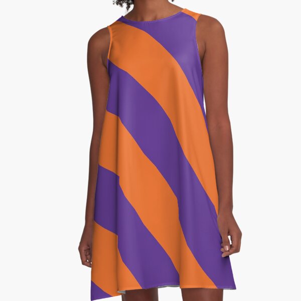 Clemson South Carolina Purple & Orange Team Color Stripes A-Line Dress