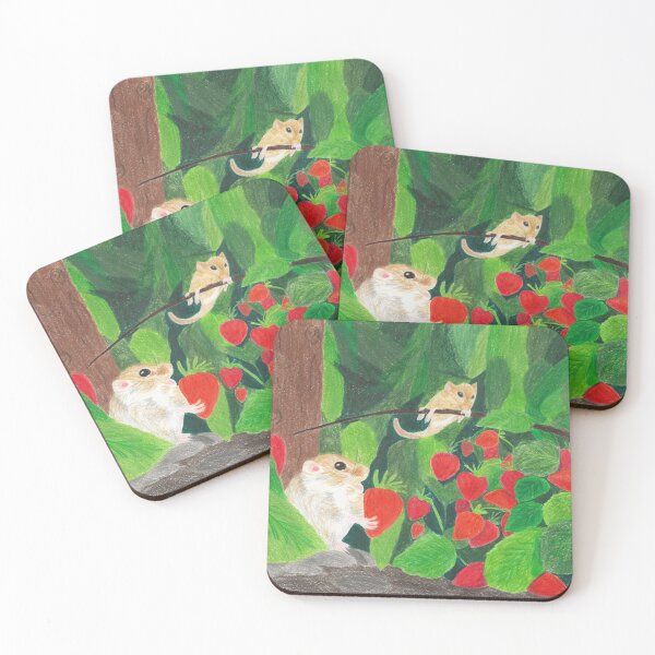 Item preview, Dormice eating strawberries designed and sold by EleonorArte.
