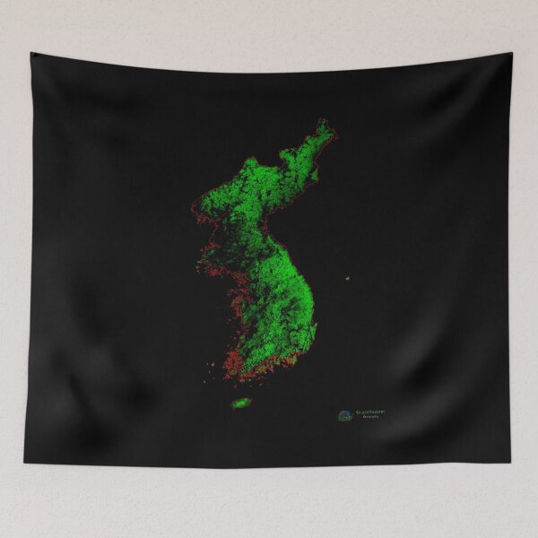 Item preview, Korea Forest Cover Map with Black Background designed and sold by GrasshopperGeo.