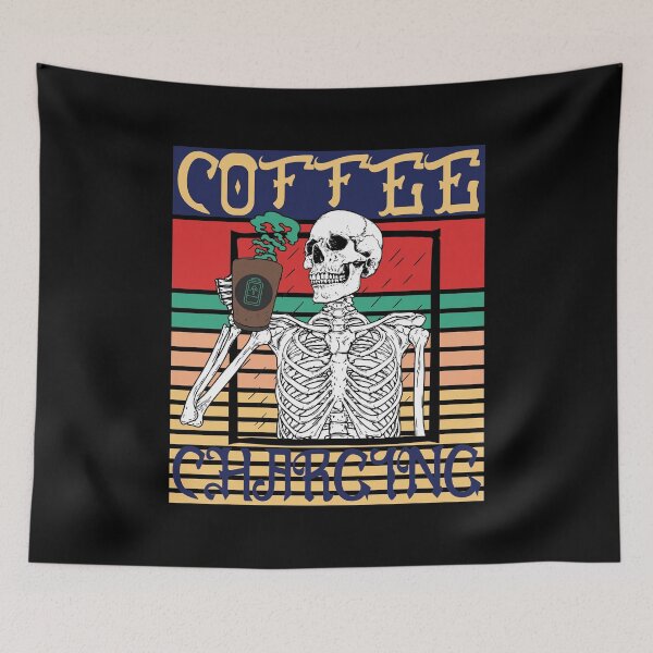 Item preview, Coffee Charging Skeleton - Funny Quotes designed and sold by DebbisPalette.