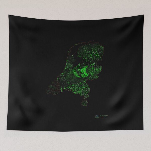 Item preview, The Netherlands Forest Cover Map with Black Background designed and sold by GrasshopperGeo.