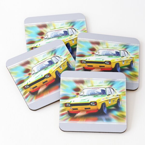 Item preview, Ford Capri Yellow Capri on the racetrack designed and sold by DrivenBrand.