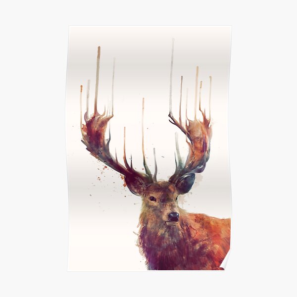 Art Print Poster orange tartan stag Deer A1 A2 A3 A4 A5