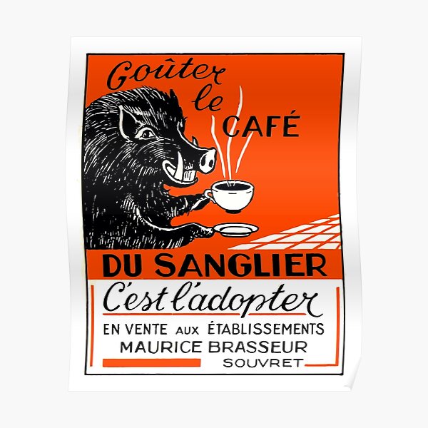 Antique Belgian Coffee Boar Advertising Poster Poster
