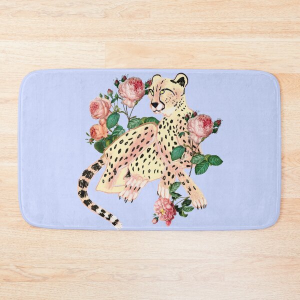 Item preview, Leopard in roses on periwinkle blue designed and sold by orangerinka.