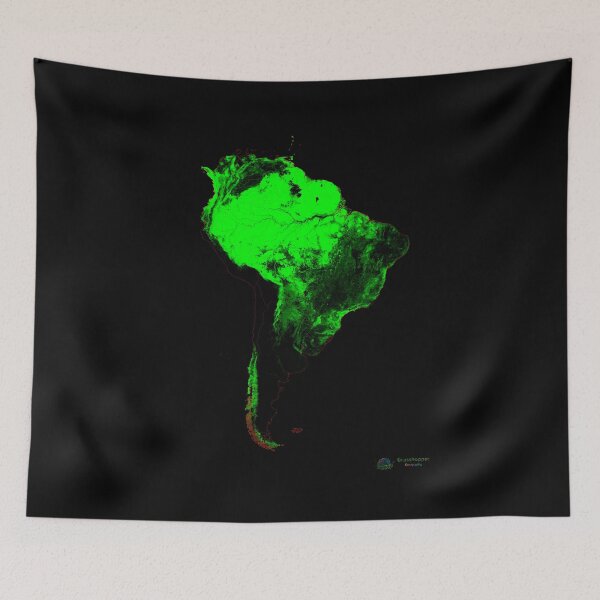 Item preview, South America Forest Cover Map with Black Background designed and sold by GrasshopperGeo.