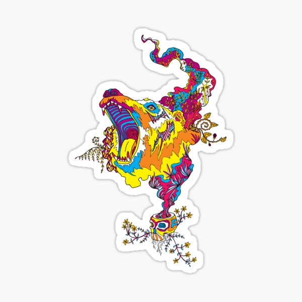 Psychedelic acid bear roar Sticker