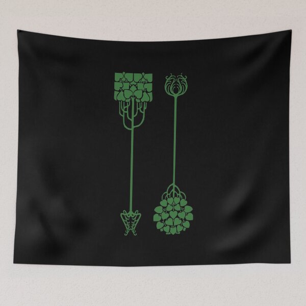 Aperçu de l'œuvre Arbres Art Nouveau, motif de feuilles en forme d'arbre et de coeur en vert créée et vendue par Hether McCuistion.