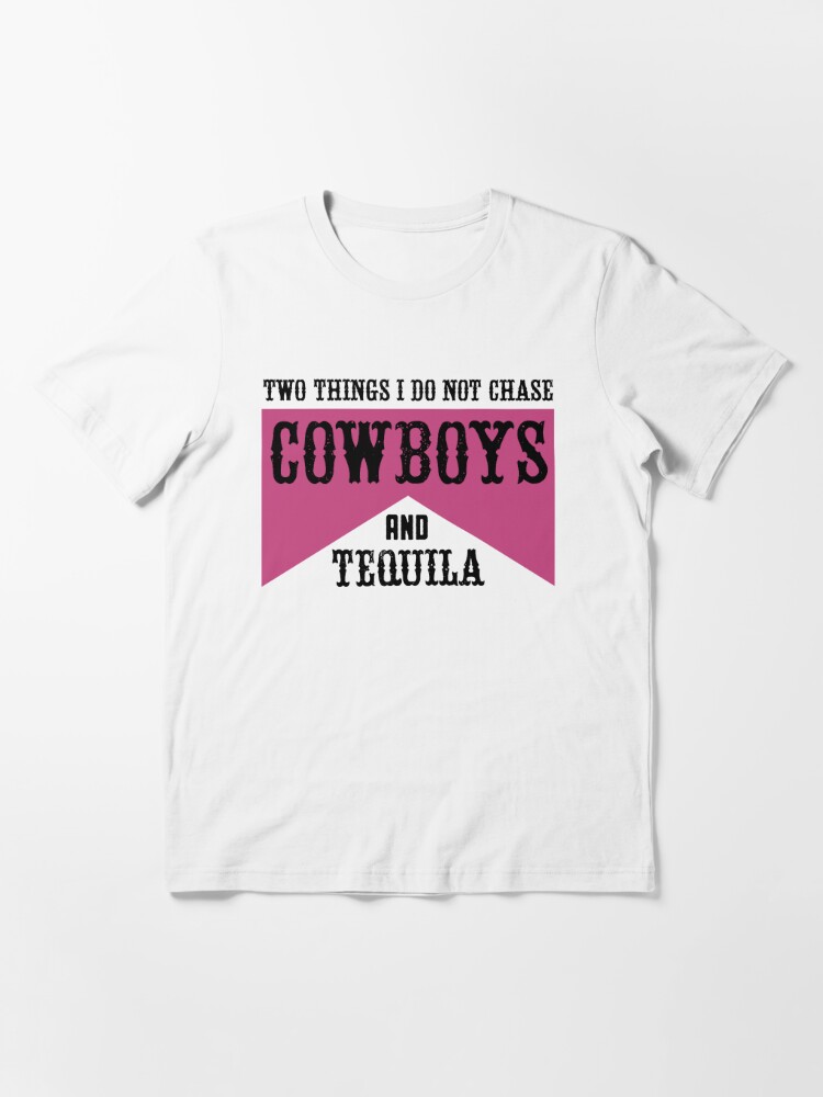 Cowboys And Tequila Unisex Crew Neck Graphic Womens White Short Sleeve  T-Shirt