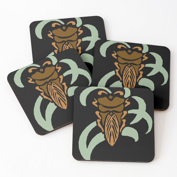 Item preview, Art Nouveau Insect, Locus, Beetle, Cicada, Pattern in Green and Browns designed and sold by Hether McCuistion.