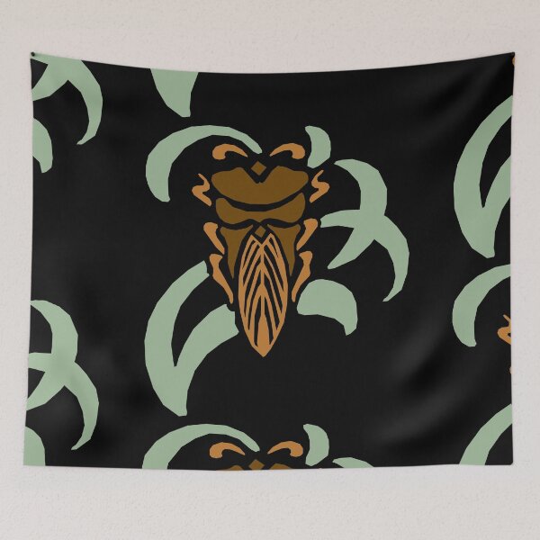 Item preview, Art Nouveau Insect, Locus, Beetle, Cicada, Pattern in Green and Browns designed and sold by Hether McCuistion.