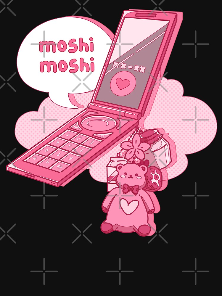 The kawaii pastel pink japanese flip phone on the yellow background  Essential T-Shirt for Sale by AnGoArt