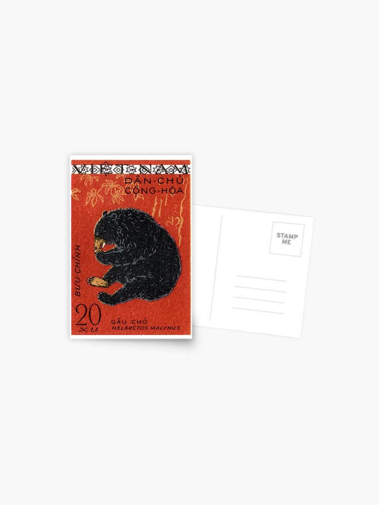 1961 Vietnam Sun Bear Postage Stamp Postcard for Sale by retrographics