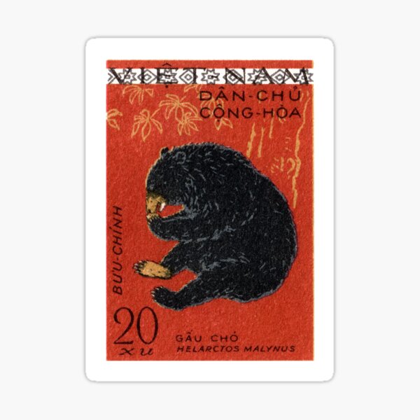 Artikel-Vorschau von 1961 Vietnam Sun Bear Briefmarke, designt und verkauft von retrographics.