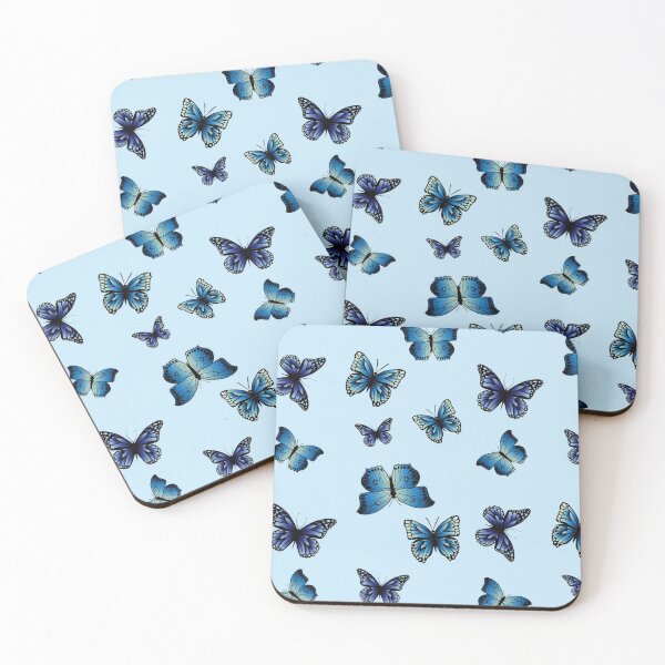 Item preview, Blue Butterfly Pattern on Pastel Green Background designed and sold by Martin Frank.