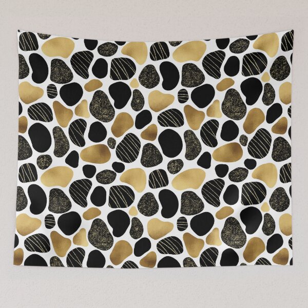 Item preview, Black and Gold Geometric Pebble Seamless Pattern designed and sold by Tinaholleyart.