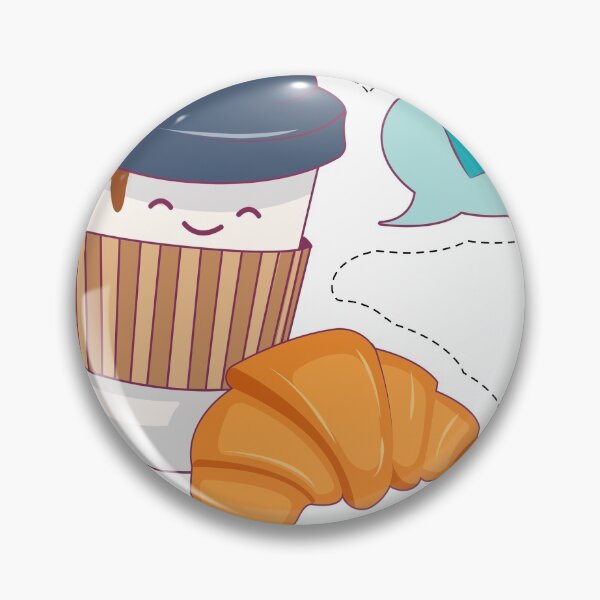 Item preview, Cup Of Coffee Cute With Croissant and Blue Heart designed and sold by tee4shirt.