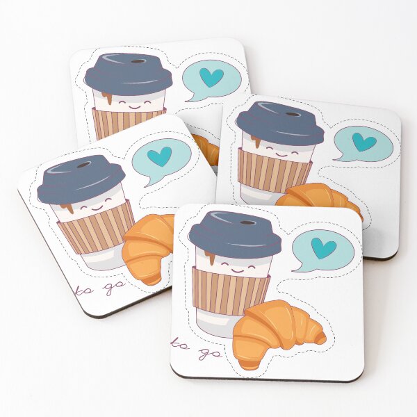 Item preview, Cup Of Coffee Cute With Croissant and Blue Heart designed and sold by tee4shirt.