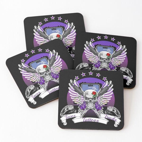 Item preview, The Trinity of Tacos Tattoos Trucks Angel Skull-Funny Trucker designed and sold by Mary Maple.