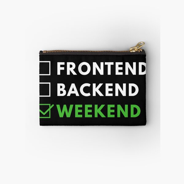 Aperçu de l'œuvre Frontend Backend Weekend Développeur Programmeur Coding Life créée et vendue par Piztees.
