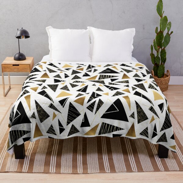 Item preview, Black and Gold Geometric Triangles in Seamless Pattern designed and sold by Tinaholleyart.