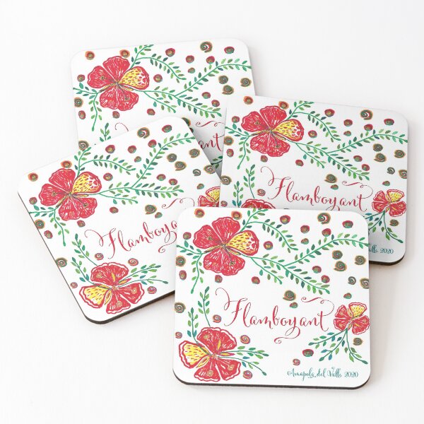 Item preview, Puerto Rico Flamboyant foliage and flowers square layout designed and sold by AmapolaDelValle.