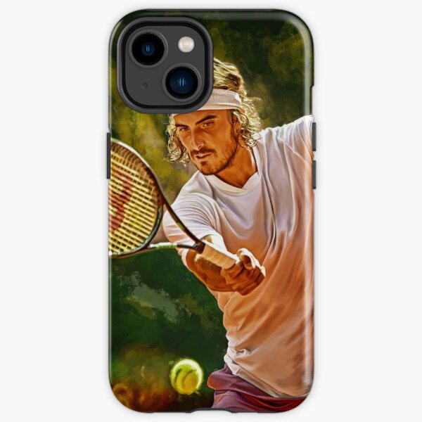 Stefanos Tsitsipas coup droit RG Roland-Garros 2021. Affiche imprimée d'œuvres d'art numériques. Cadeau d'art de fan de tennis. Coque antichoc iPhone