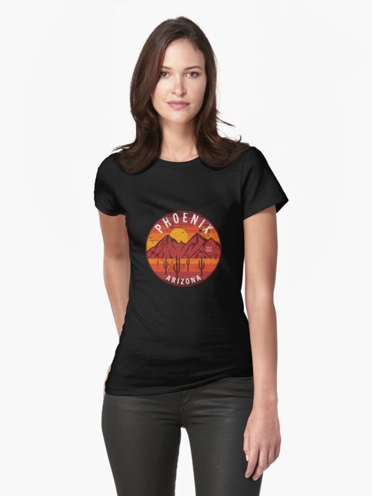Thumbnail 1 of 3, Fitted T-Shirt, Phoenix Arizona Desert Graphic designed and sold by FairOaksDesigns.