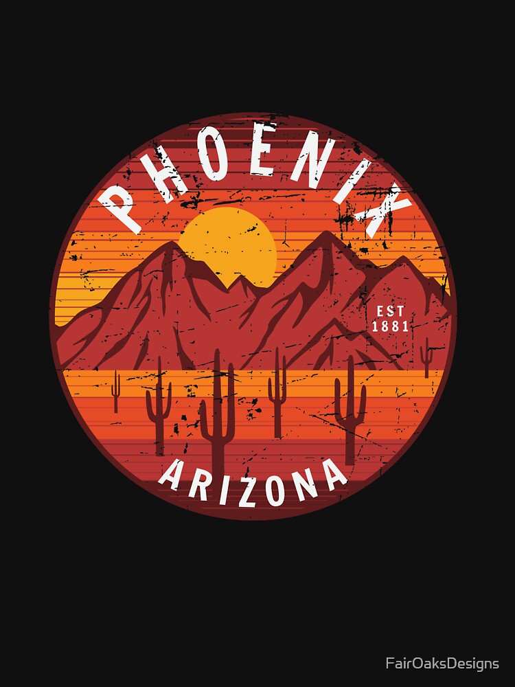 Thumbnail 3 of 3, Fitted T-Shirt, Phoenix Arizona Desert Graphic designed and sold by FairOaksDesigns.
