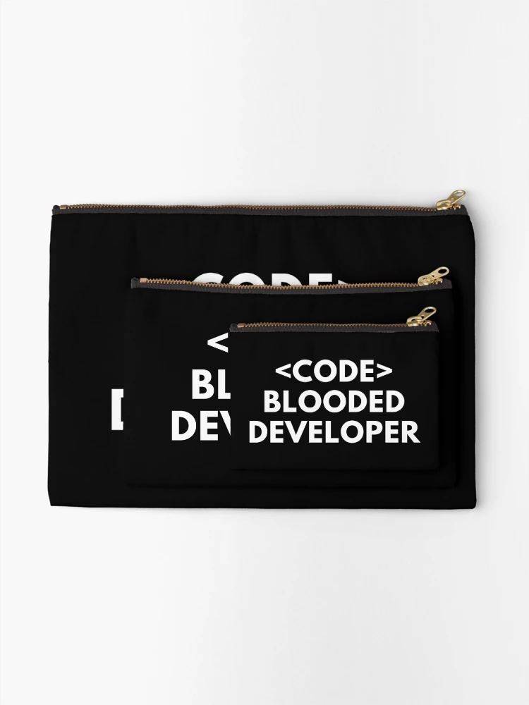 Thumbnail 2 of 4, Zipper Pouch, Code Blooded Developer Programmer Coding Life designed and sold by Piztees.