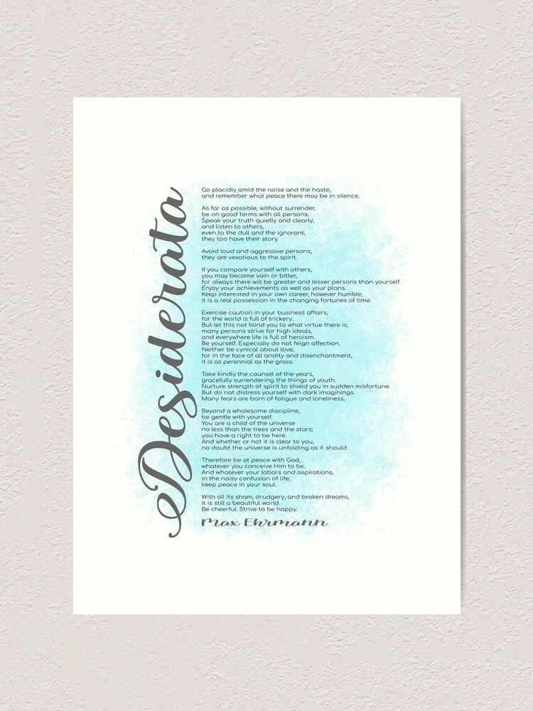 Desiderata Poem by Max Ehrmann | Art Print