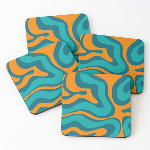 Item preview, Retro Modern Liquid Swirl Abstract Pattern Square in  Turquoise Teal and Orange designed and sold by kierkegaard.