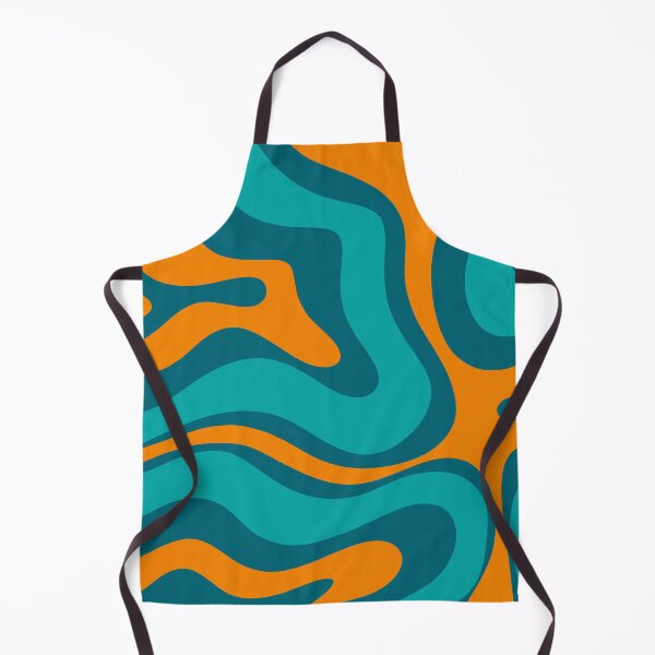Artikelvorschau, Retro Modern Liquid Swirl Abstract Pattern Square in Türkisblaugrün und Orange entworfen und verkauft von kierkegaard.