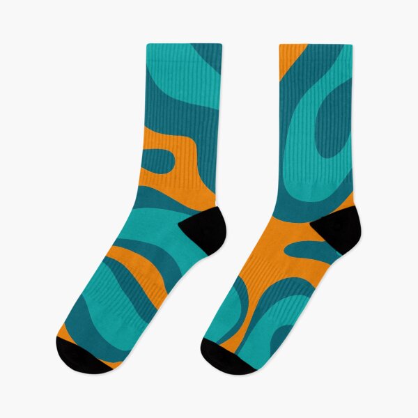 Item preview, Retro Modern Liquid Swirl Abstract Pattern Square in  Turquoise Teal and Orange designed and sold by kierkegaard.