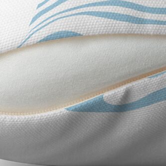 Alternate view of Retro Modern Liquid Swirl Abstract Pattern Square in White and Baby Blue Throw Pillow