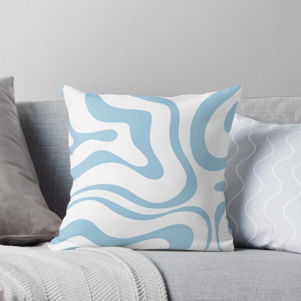 Aperçu de l'œuvre Carré de motif abstrait tourbillon liquide rétro moderne en blanc et bleu bébé créée et vendue par kierkegaard.