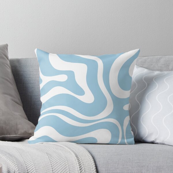 Aperçu de l'œuvre Carré de motif abstrait tourbillon liquide rétro moderne en bleu clair et blanc créée et vendue par kierkegaard.
