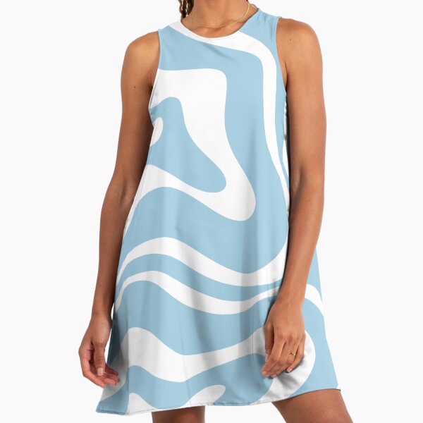 Retro Modern Liquid Swirl Abstract Pattern Square in Light Blue" A-Line  Dress for Sale by kierkegaard | Redbubble