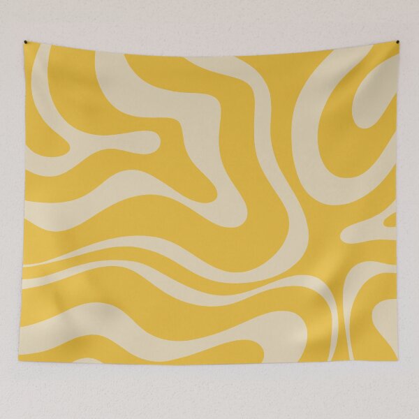 Item preview, Retro Modern Liquid Swirl Abstract Pattern Square in Muted Mustard Yellow Tones designed and sold by kierkegaard.