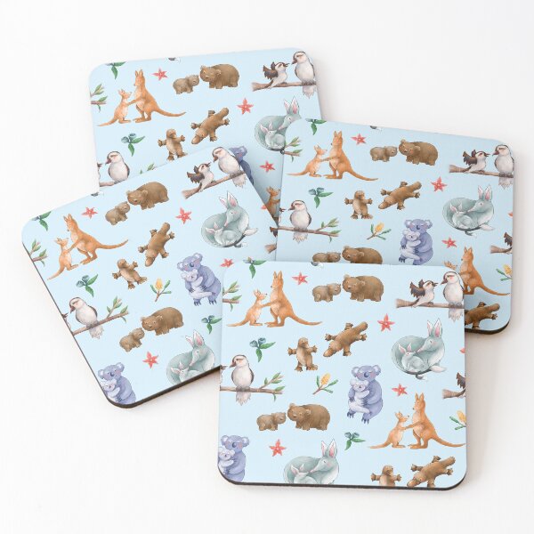 Item preview, BLUE Australian Animal pattern designed and sold by StrayLeaves.