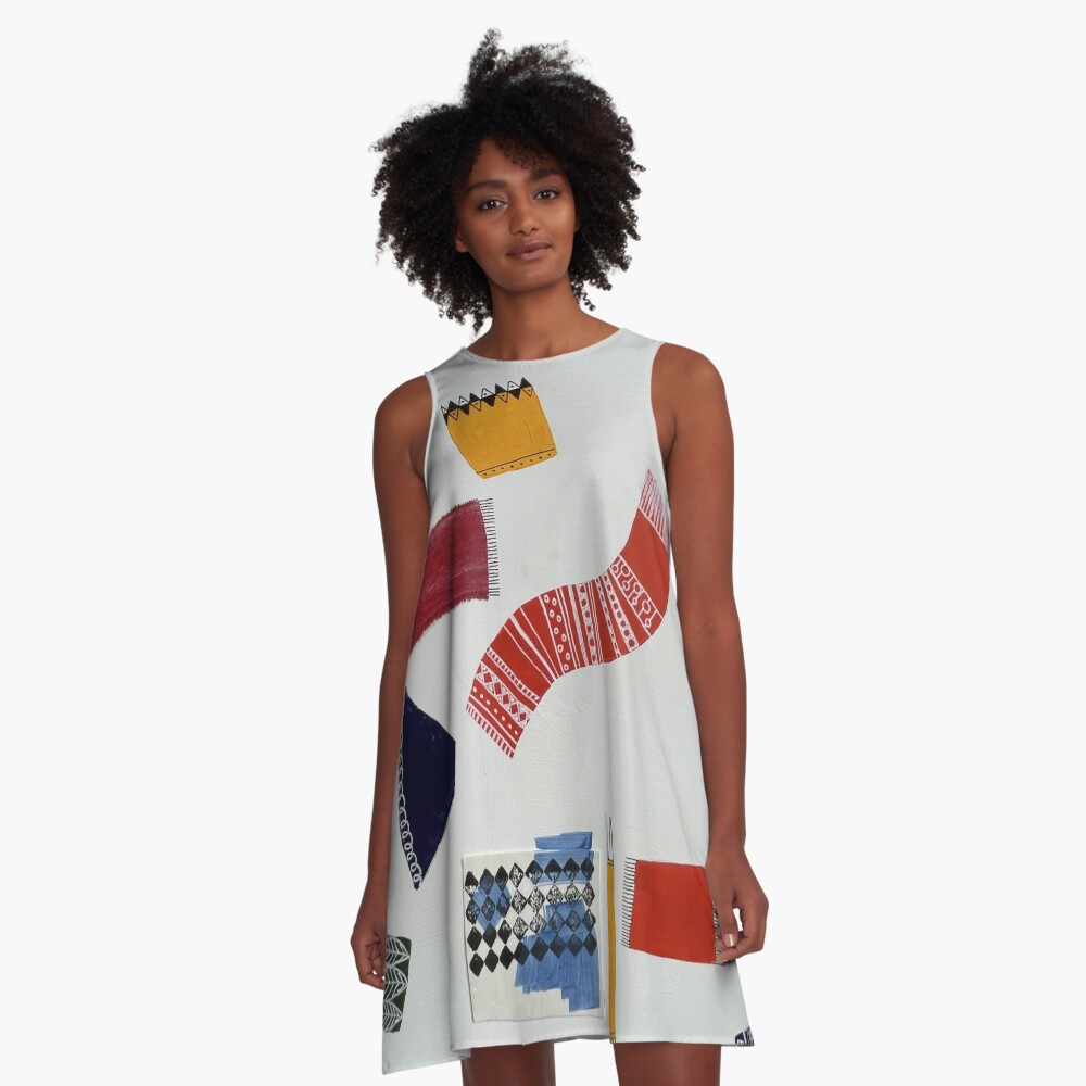 Rugs on White A-Line Dress