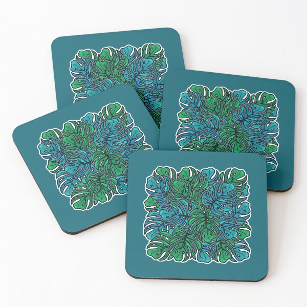 Item preview, Shades of Blue Green Monstera Plant Leaves designed and sold by artbyiindiim.