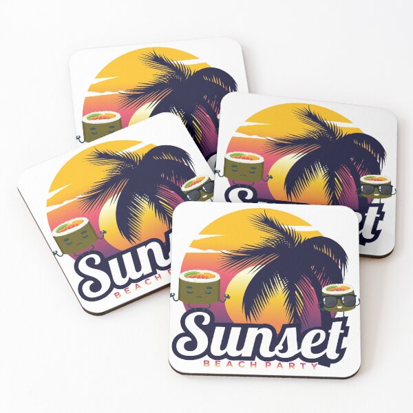 Item preview, Sushi And Sunshine Vintage Sunset Summer Beach Food designed and sold by Caroodoo.