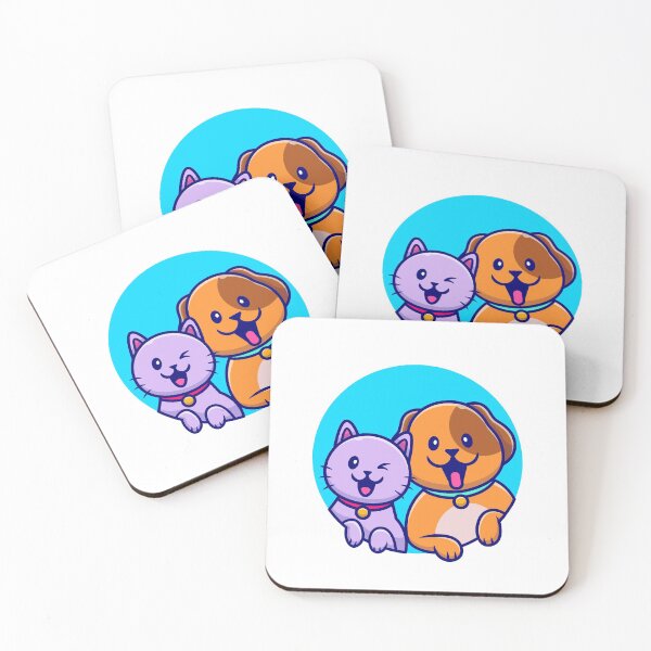 Item preview, cute dog happy cat cartoon - best friends sticker designed and sold by bypeter.