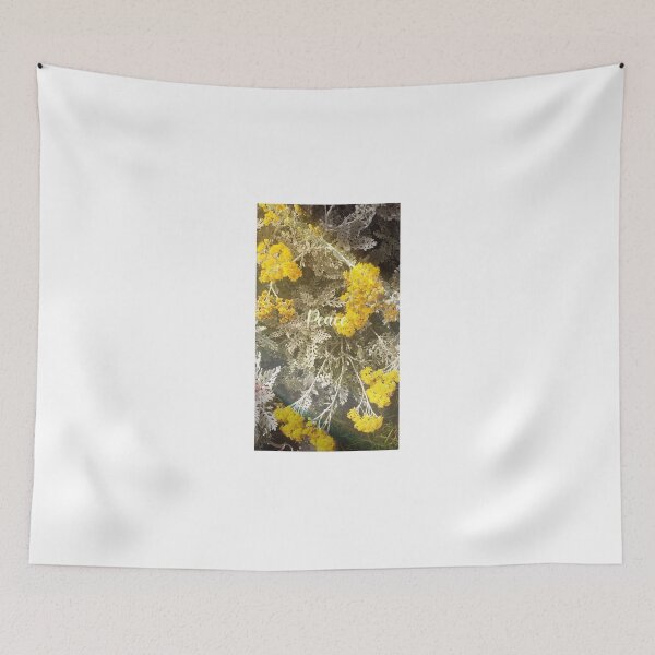 Item preview, PEACE. plants with yellow flowers and gray leaves designed and sold by Vikymonkey.