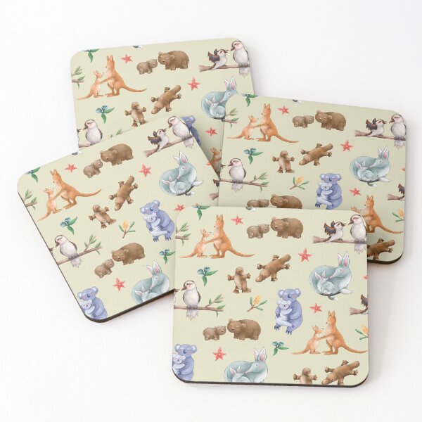 Item preview, Green Australian Animal pattern designed and sold by StrayLeaves.